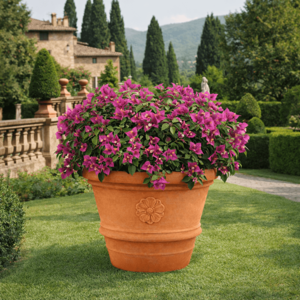 Vaso Tre Rose – klassischer Terracottatopf aus Impruneta, handgefertigt, frostfest bis -30°C